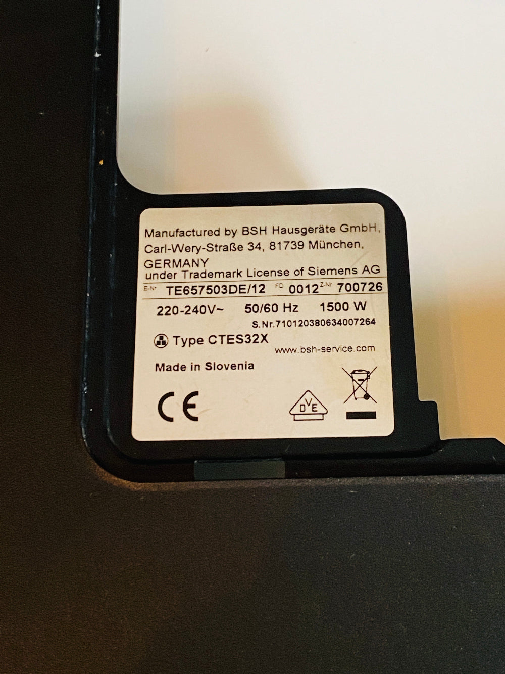 Siemens EQ.6 Serie – Gehäuseteil Blende für die Brüheinheit