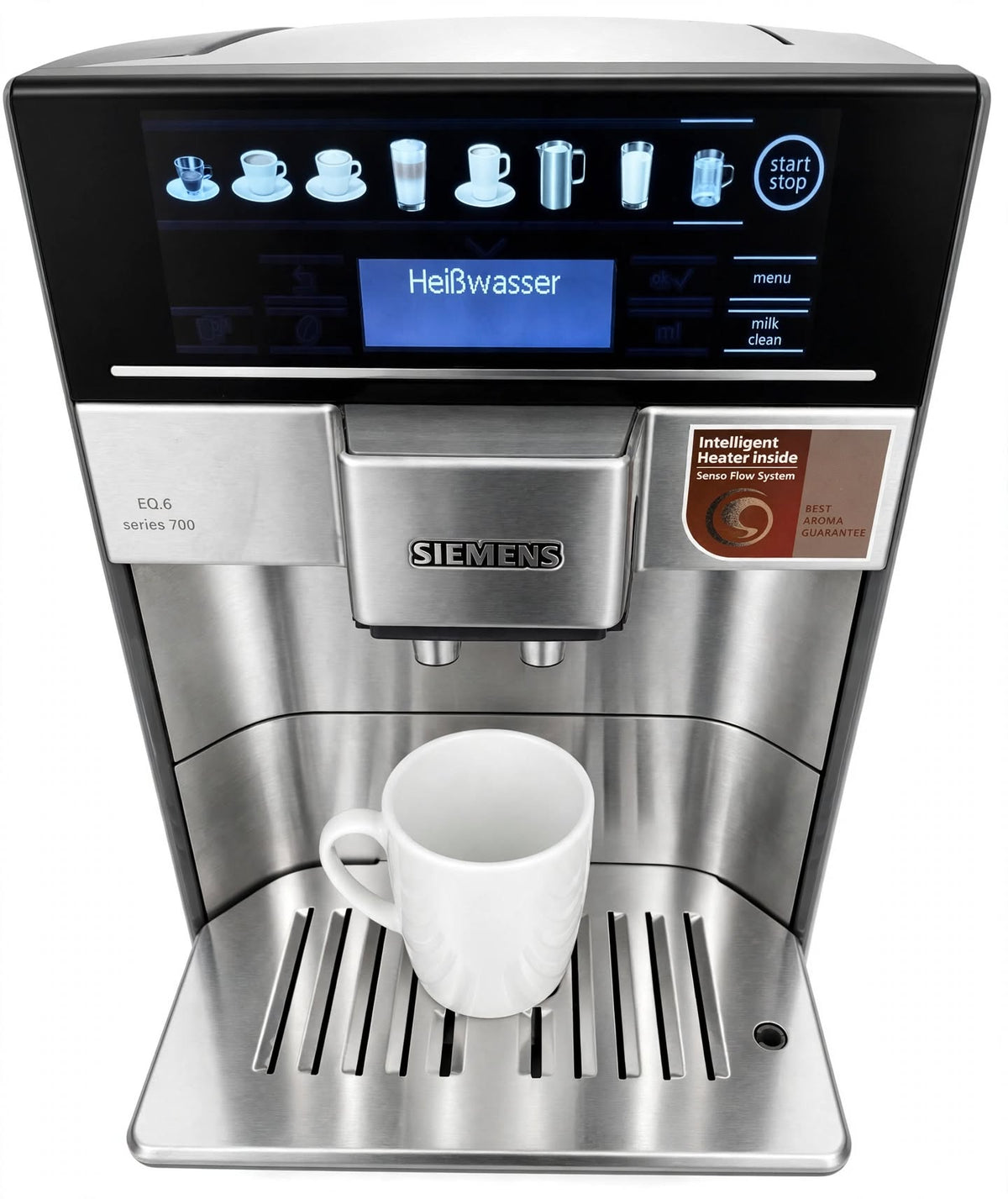 Siemens EQ.6 Serie 700 Front mit Display mit Kaffeeauslauf