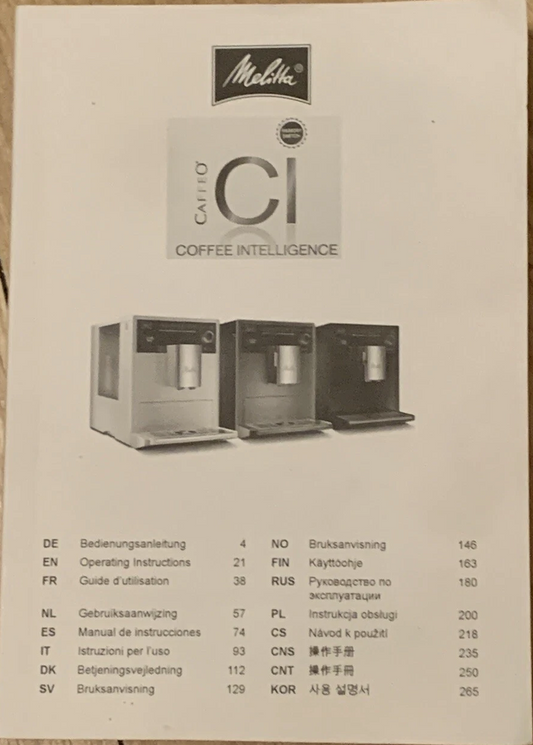 Melitta Caffeo Ci Bedienungsanleitung Kaffeevollautomat