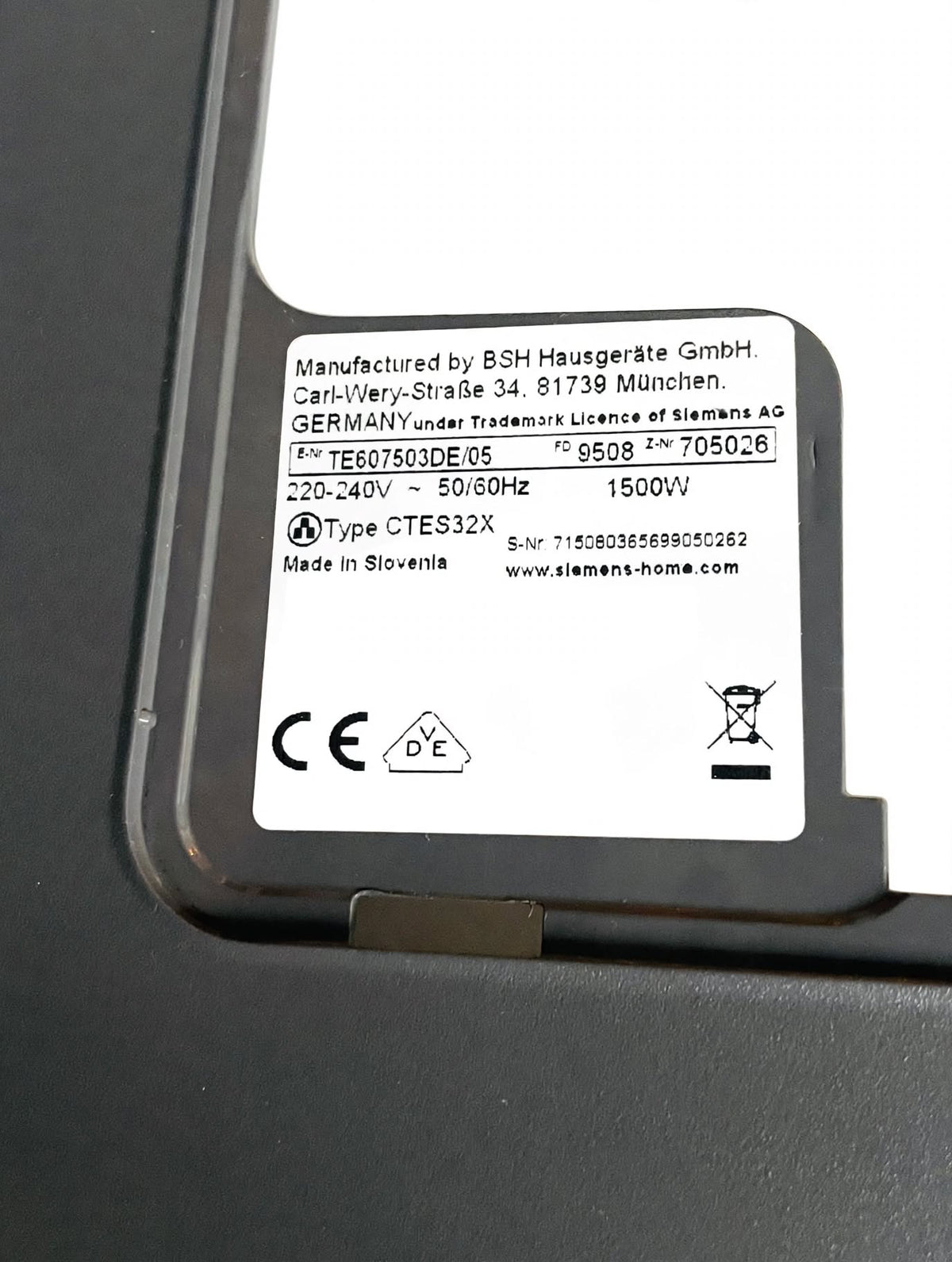 Siemens EQ.6 EQ.6 Plus Gehäuseteil Brüheinheit Abdeckung Anthrazit